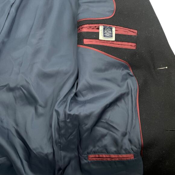 Lands' End Wool Blend Single Breasted Long Top Coat Black Men Size L Reg - Picture 13 of 14